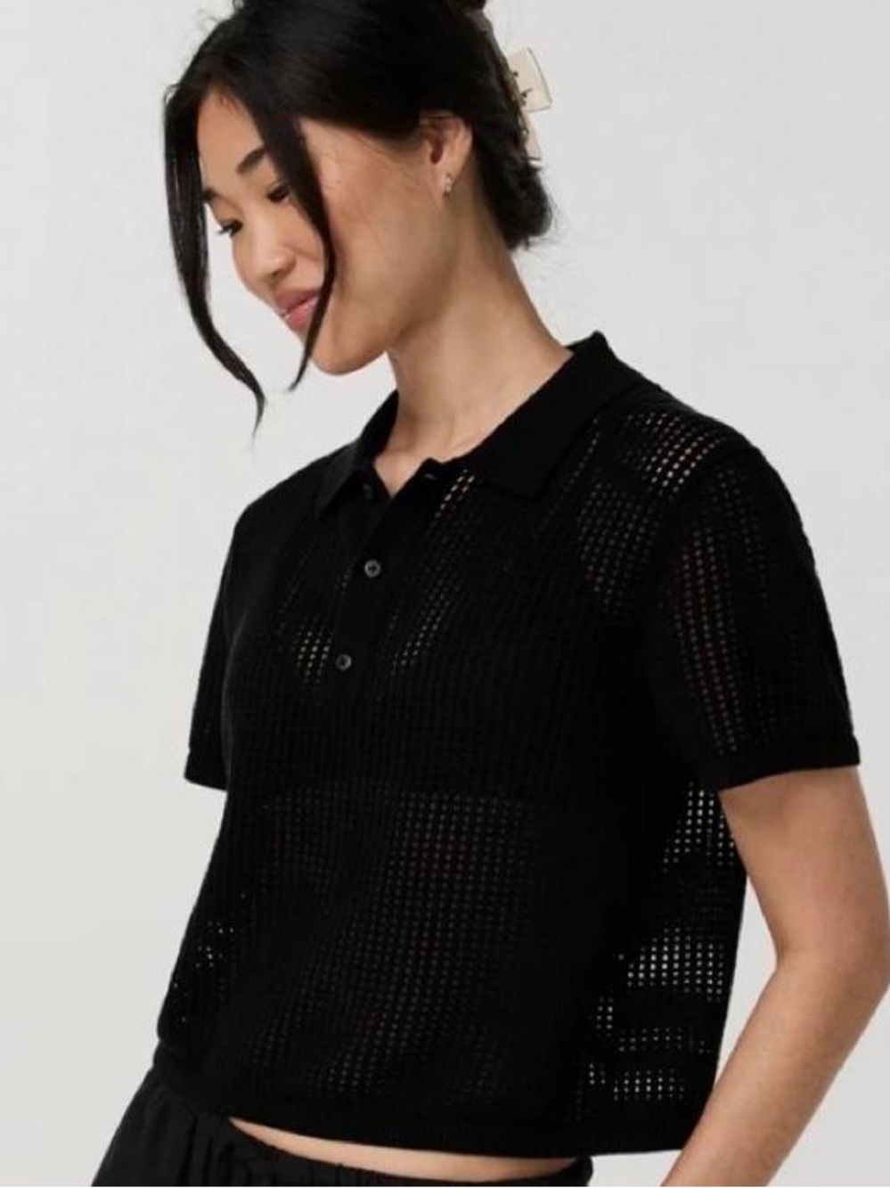 Vuori Short Sleeve Beah Knit Open Polo Top sz S